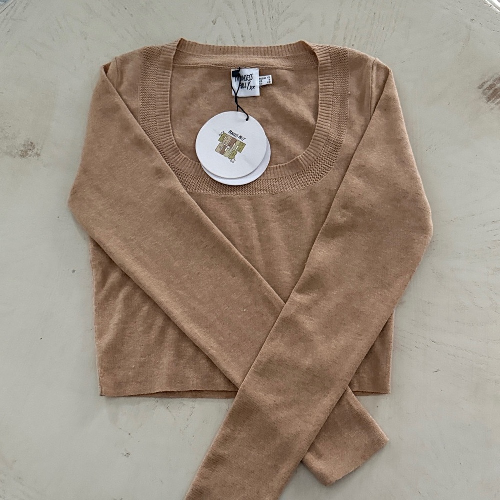 NWT Princess Polly Earth Club Ena Knit Brown Sweater Scoop Neck Y2K US 8